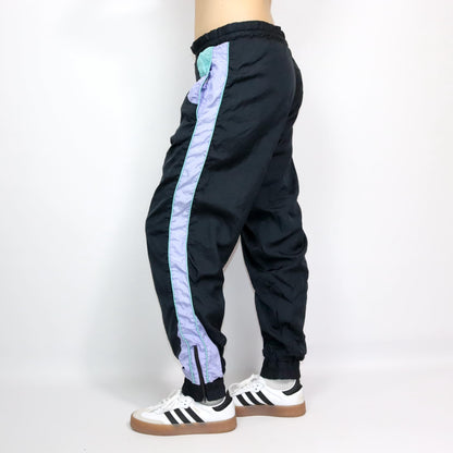 Vintage 80er 90er DYNAFIT Jogginghose Trainingshose doppellagig schwarz lila türkis  M