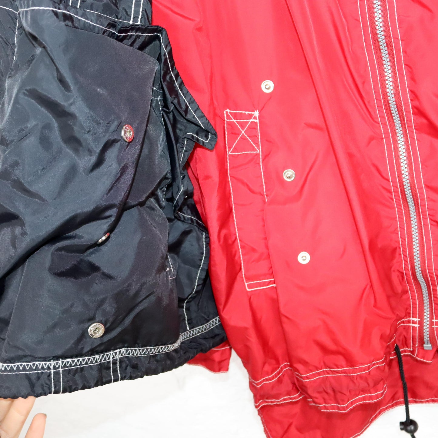 Vintage 80s 90s rain jacket windbreaker 2-in-1 jacket and vest red black L