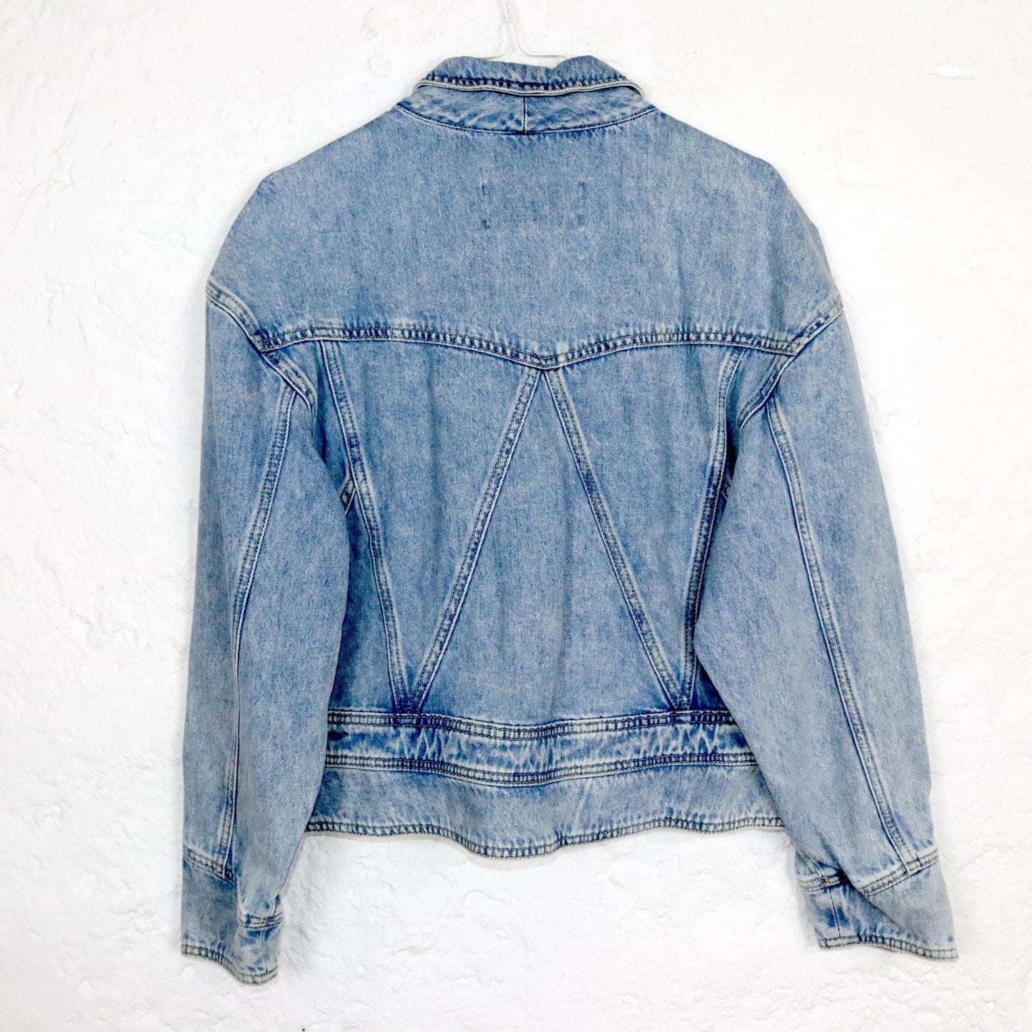 Vintage 80s 90s JINGLERS denim jacket light blue fitted zipper S