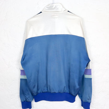 Vintage 80s 90s ASICS tracksuit jacket stand-up collar white blue M 48