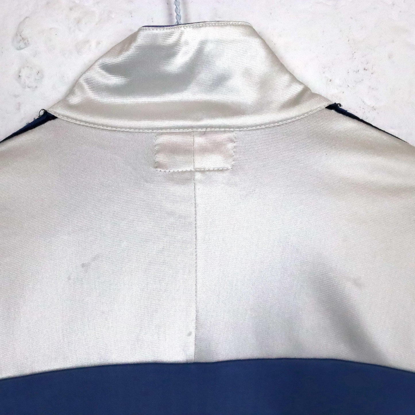Vintage 80s 90s ASICS tracksuit jacket stand-up collar white blue M 48