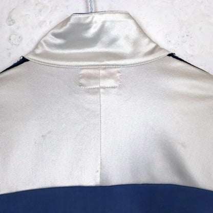 Vintage 80s 90s ASICS tracksuit jacket stand-up collar white blue M 48