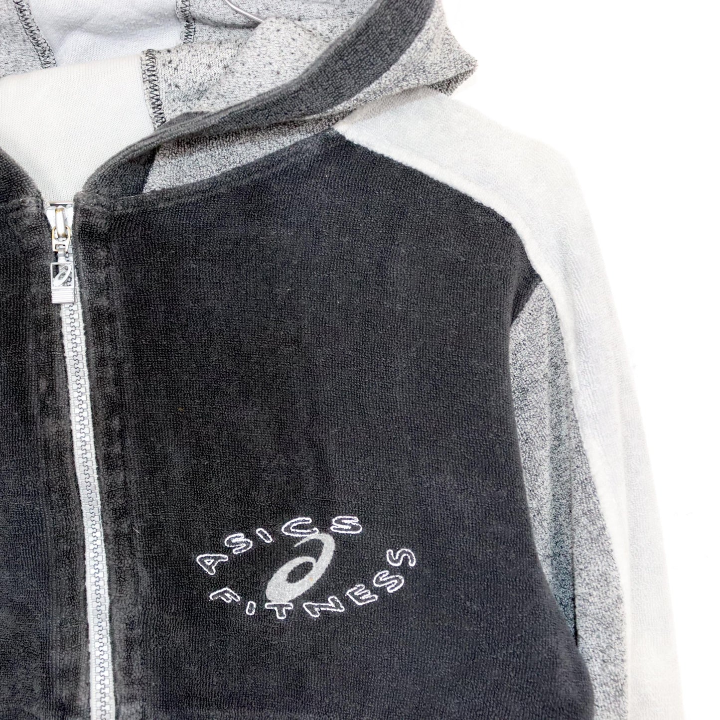 Vintage 80s 90s ASICS tracksuit jacket crop terry cloth jacket grey S