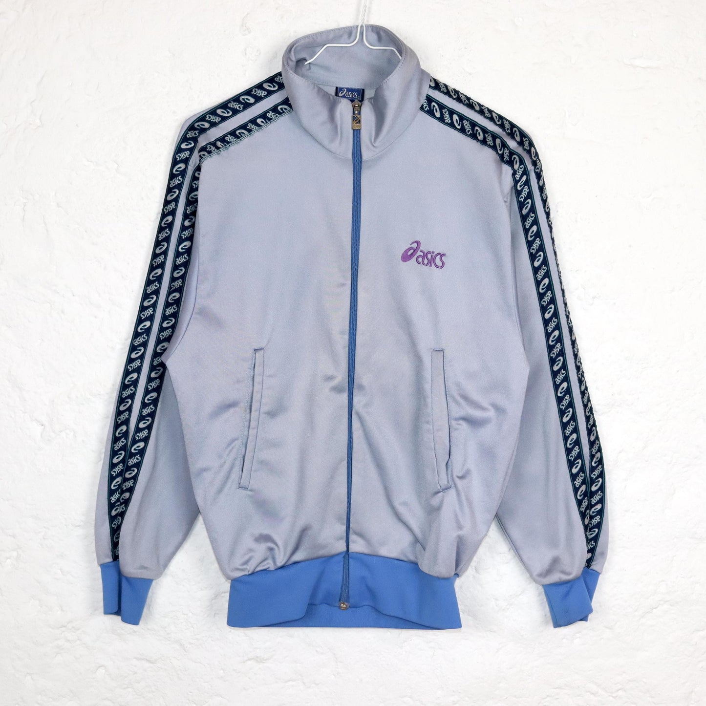 Vintage 80s 90s ASICS track jacket stand-up collar lilac XS