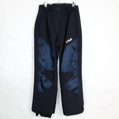 Vintage 80s 90s FILA ski pants snow pants blue black high waist lined 48 M