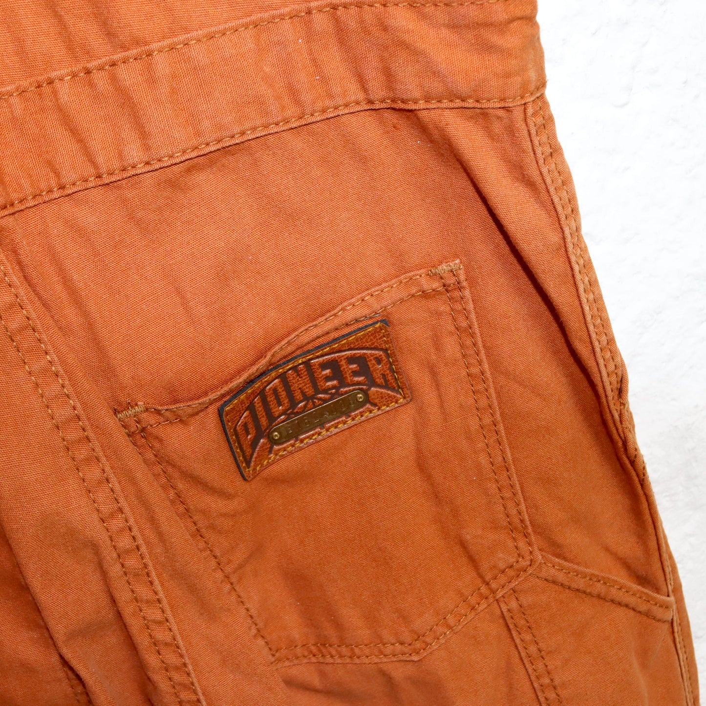 Vintage 80s 90s PIONEERS dungarees one-piece denim orange 36