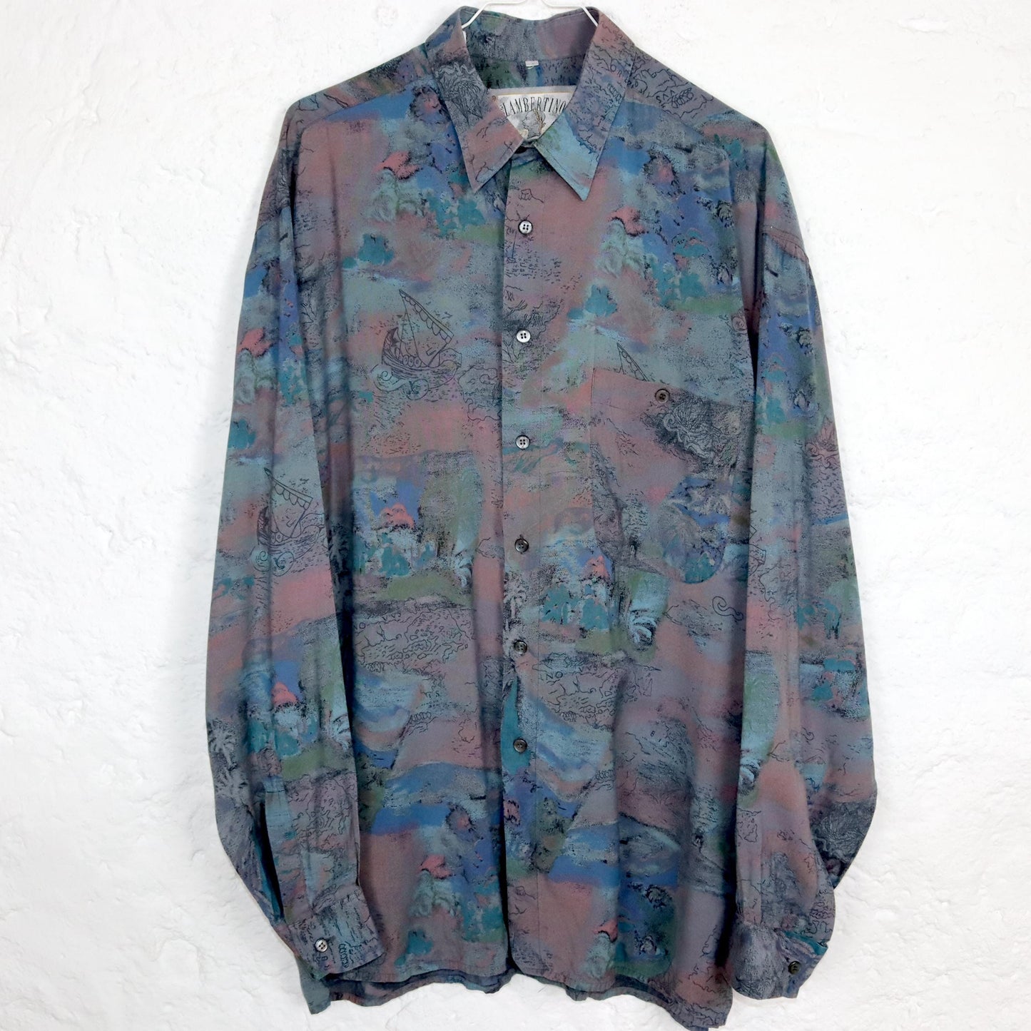 Vintage 80er 90er LAMBERTINO Hemd langarm crazy pattern 41/42