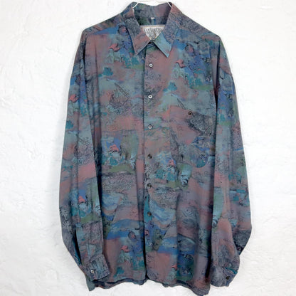 Vintage 80er 90er LAMBERTINO Hemd langarm crazy pattern 41/42
