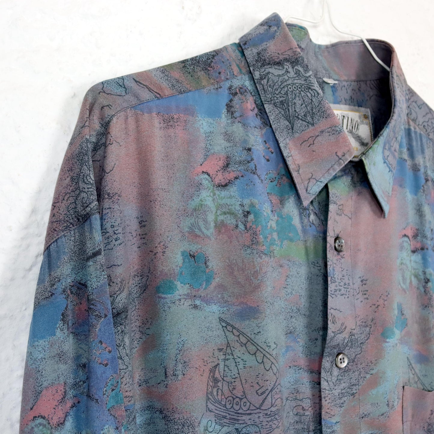 Vintage 80er 90er LAMBERTINO Hemd langarm crazy pattern 41/42