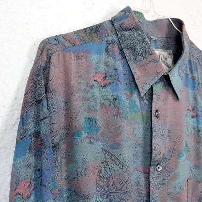 Vintage 80er 90er LAMBERTINO Hemd langarm crazy pattern 41/42