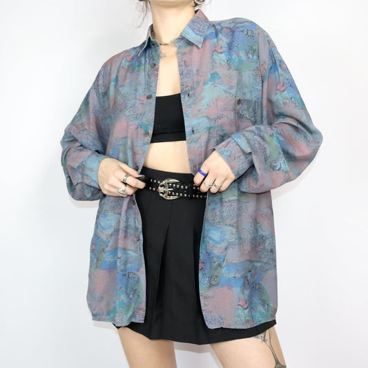 Vintage 80s 90s LAMBERTINO shirt long sleeve crazy pattern 41/42