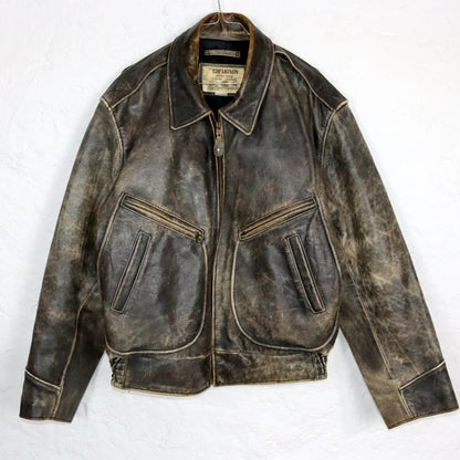 Vintage 80s 90s CHEVIGNON leather jacket used look genuine leather XXL
