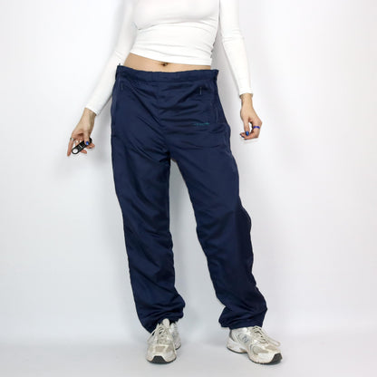 Vintage 80s 90s ADIDAS jogging pants tracksuit pants zippers dark blue shiny L