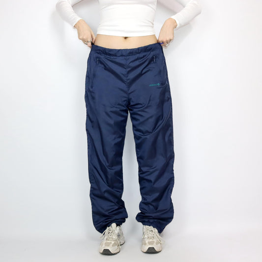 Vintage 80s 90s ADIDAS jogging pants tracksuit pants zippers dark blue shiny L