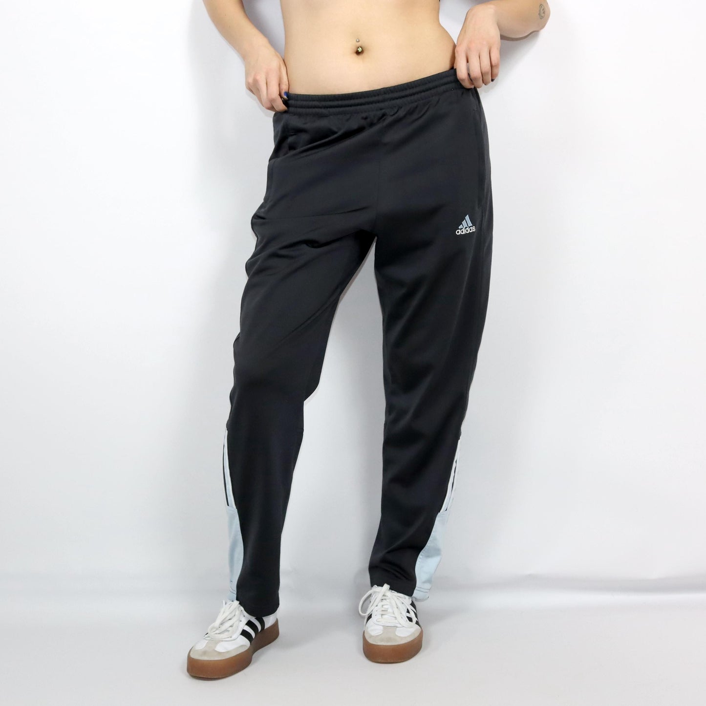 Vintage 80s 90s ADIDAS jogging pants tracksuit pants black light blue M