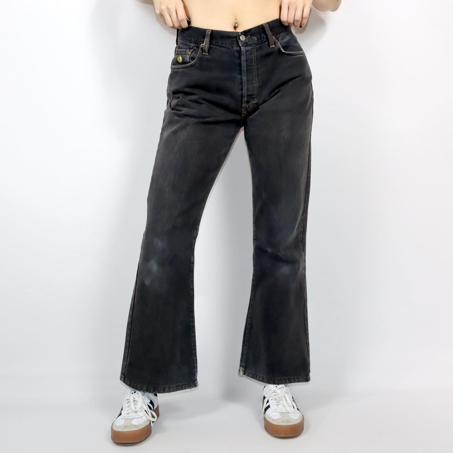 Vintage 80s 90s ENERGIE jeans flared highwaist black washed out used look W32