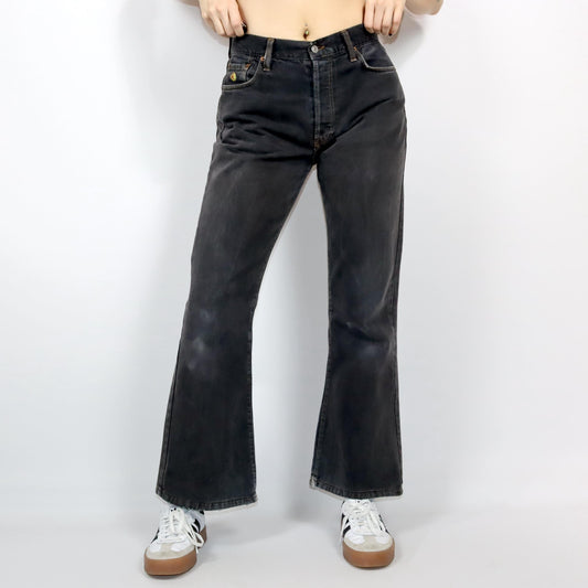 Vintage 80s 90s ENERGIE jeans flared highwaist black washed out used look W32