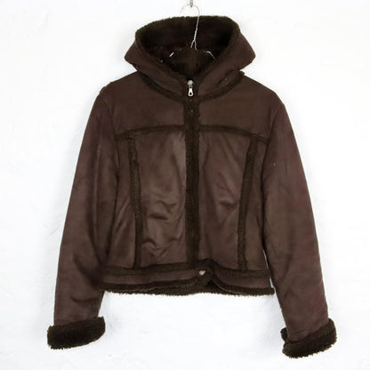 Vintage 80s 90s Y2k ESSENZA jacket lined brown hood S/M