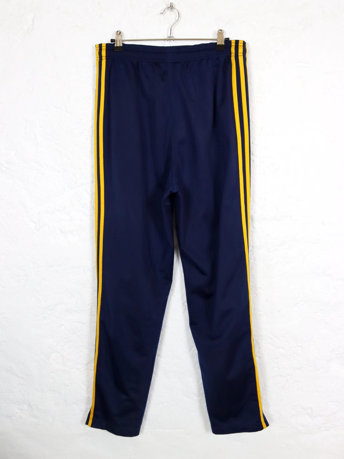 Vintage 80s 90s ADIDAS tracksuit bottoms dark blue yellow 38