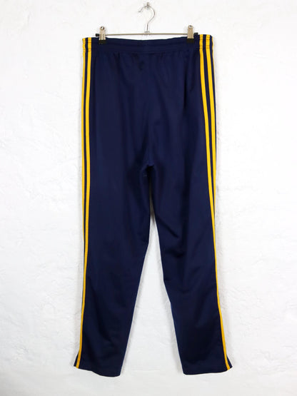 Vintage 80s 90s ADIDAS tracksuit bottoms dark blue yellow 38