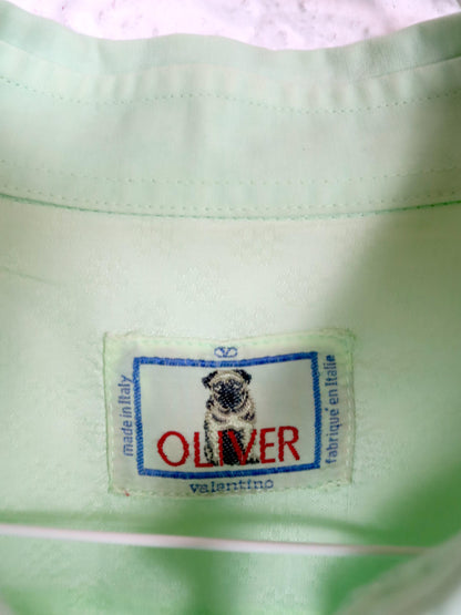 Vintage 80s 90s VALENTINO OLIVER shirt long sleeve mini green embroidery M