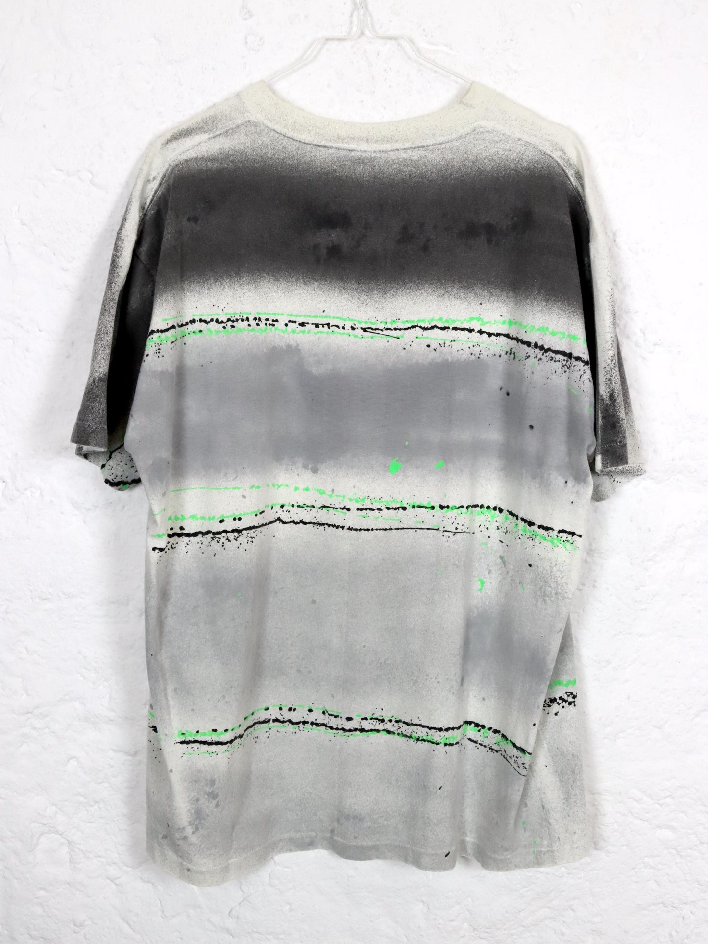 Vintage 80s 90s LEVIS T-Shirt 1990 short sleeve crazy pattern green white grey Single stitched S