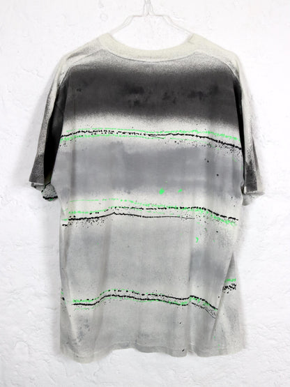 Vintage 80s 90s LEVIS T-Shirt 1990 short sleeve crazy pattern green white grey Single stitched S