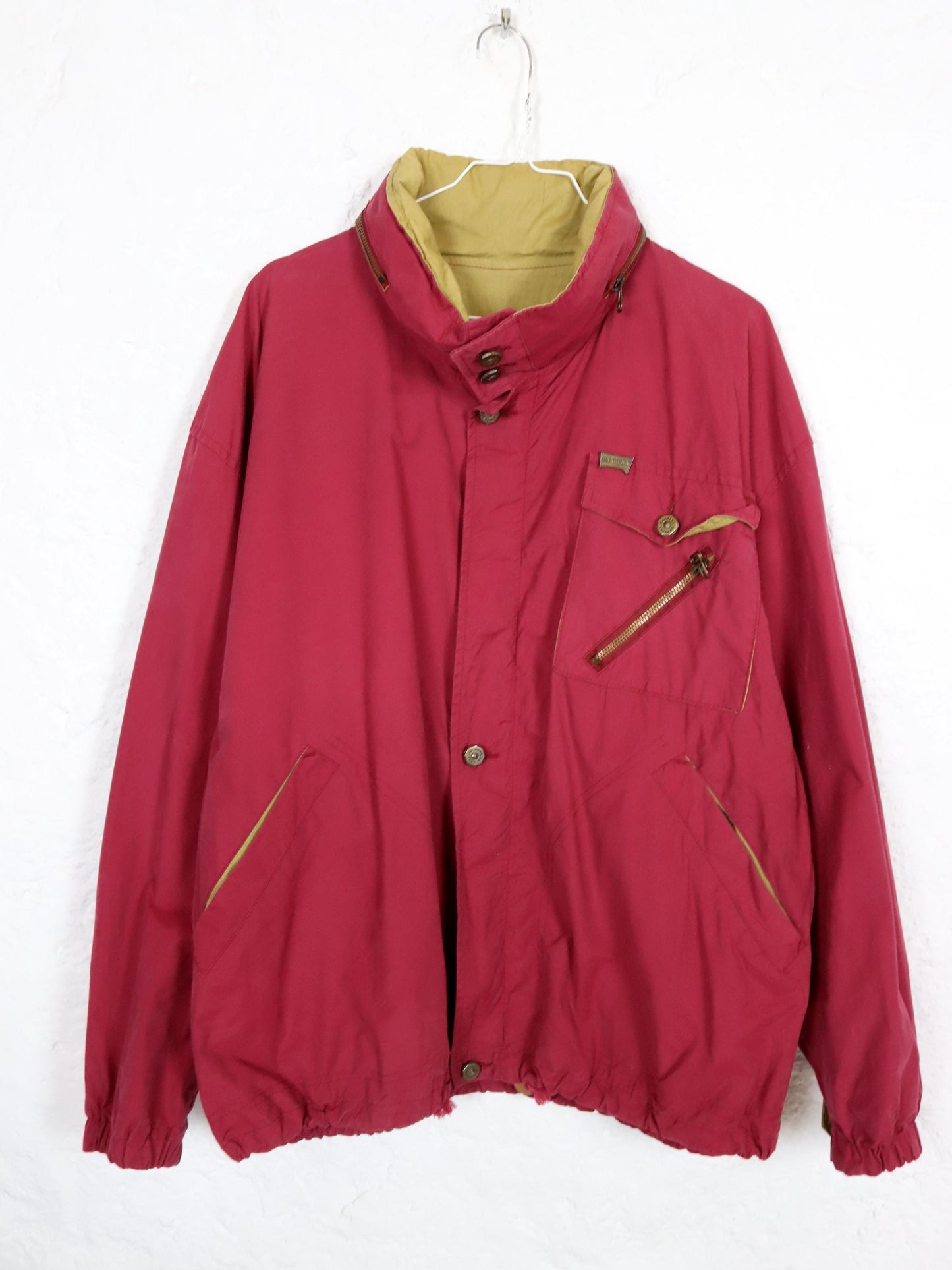 Vintage 80s 90s CARRERA rain jacket, transition jacket, red, double-layered, L