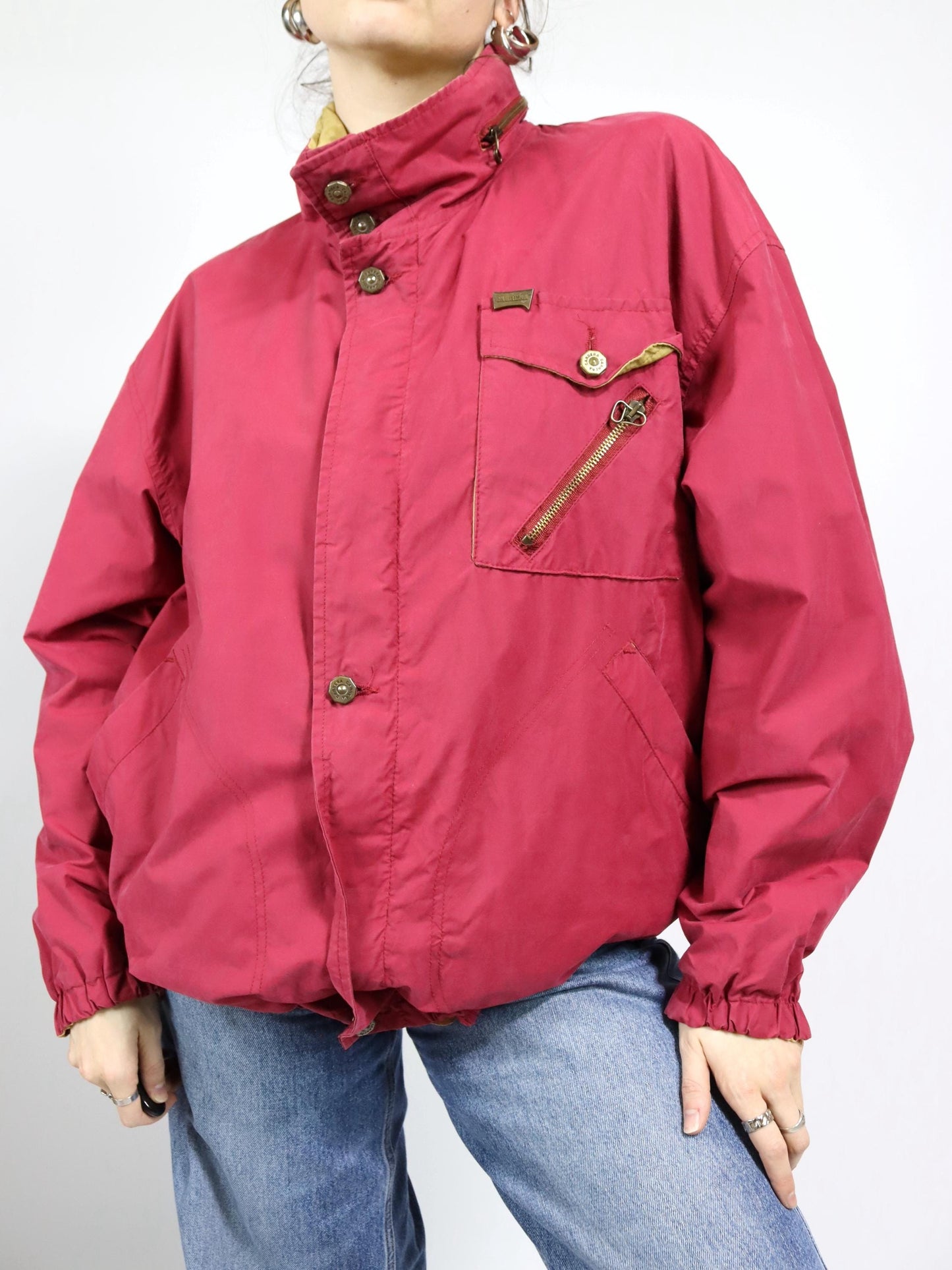 Vintage 80s 90s CARRERA rain jacket, transition jacket, red, double-layered, L