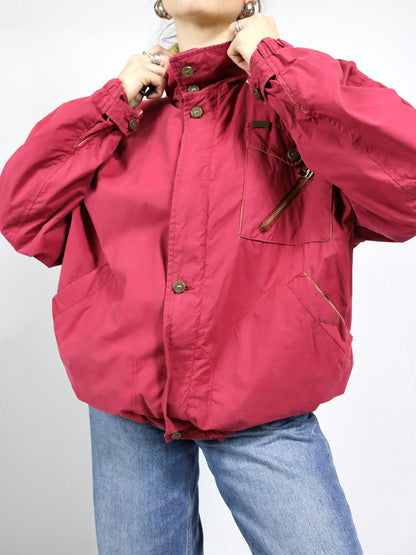 Vintage 80s 90s CARRERA rain jacket, transition jacket, red, double-layered, L