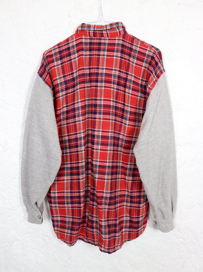 Vintage 80s 90s DP WEAR flannel shirt long sleeve gray red L