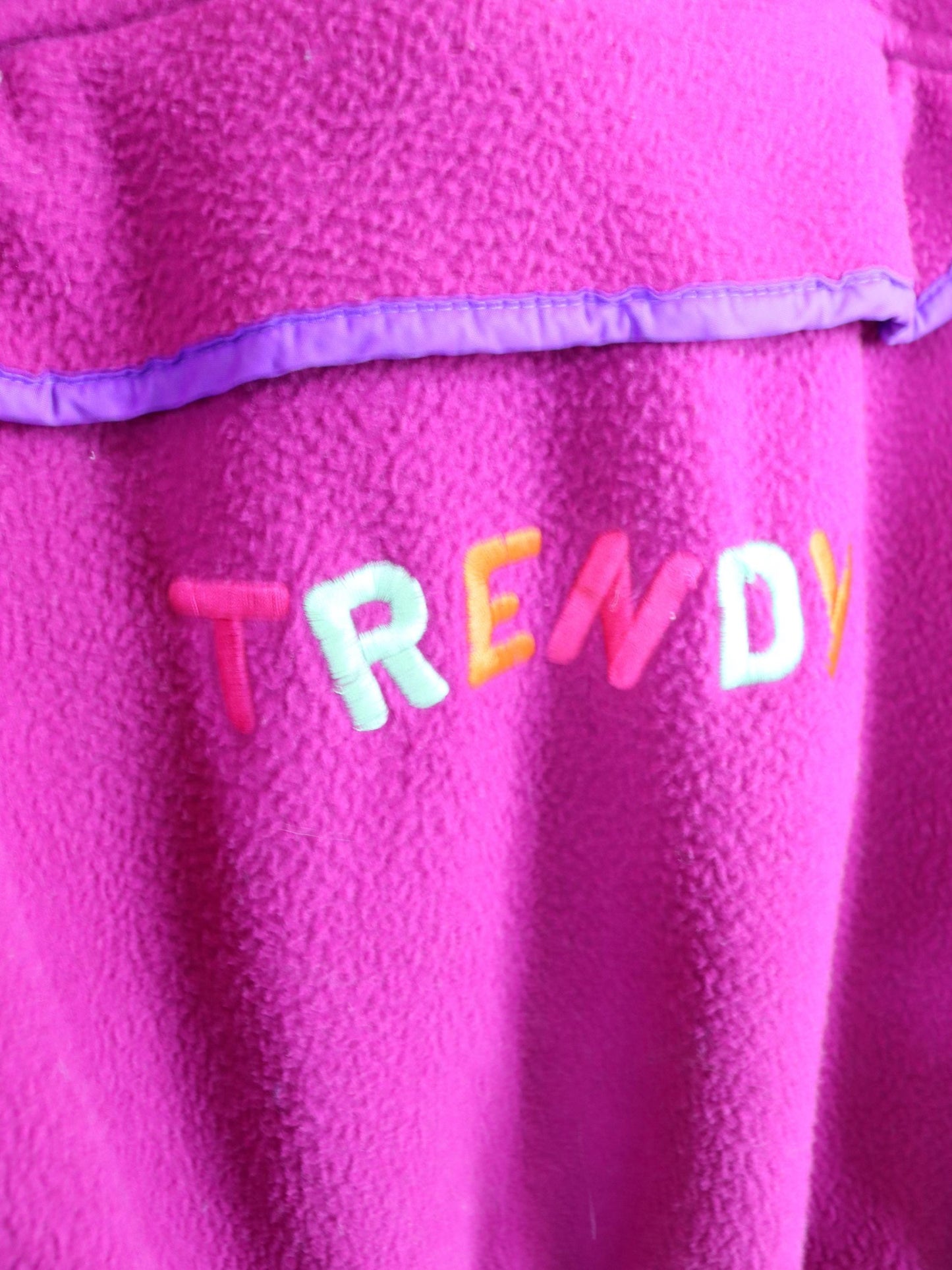 Vintage 80er 90er TRENDY Fleecepullover Hoodie pink Stickerei XL