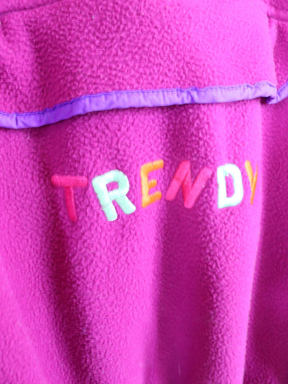 Vintage 80er 90er TRENDY Fleecepullover Hoodie pink Stickerei XL