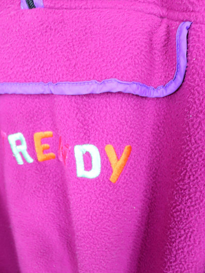 Vintage 80er 90er TRENDY Fleecepullover Hoodie pink Stickerei XL