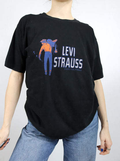 Vintage 80s 90s LEVIS T-shirt short sleeve print 1980s single stitched black L