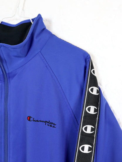 Vintage 80s 90s CHAMPION tracksuit jacket stand-up collar blue S