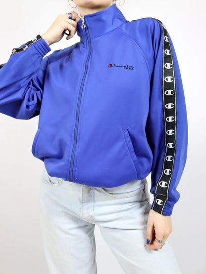 Vintage 80s 90s CHAMPION tracksuit jacket stand-up collar blue S