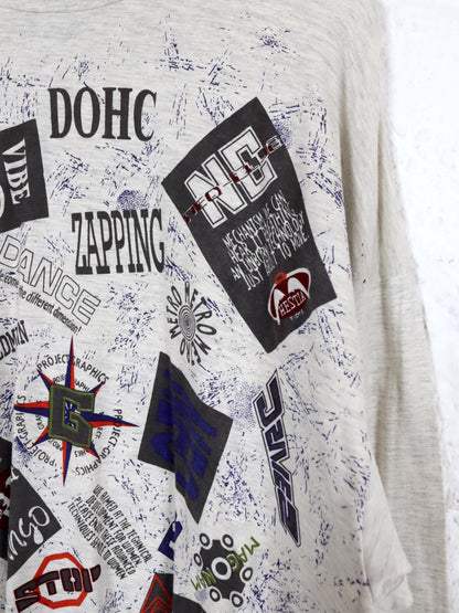 Vintage 80s 90s MALE longsleeve T-shirt long sleeve print crazy pattern 52 L