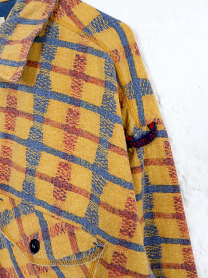 Vintage 80s 90s REPLAY shirt long sleeve checked yellow zipper XL