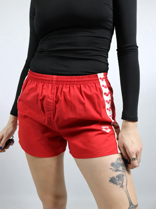 Vintage 80s 90s ARENA running shorts red white S