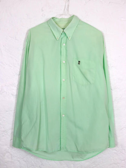 Vintage 80s 90s VALENTINO OLIVER shirt long sleeve mini green embroidery M