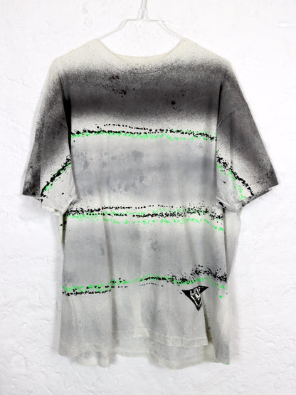 Vintage 80s 90s LEVIS T-Shirt 1990 short sleeve crazy pattern green white grey Single stitched S