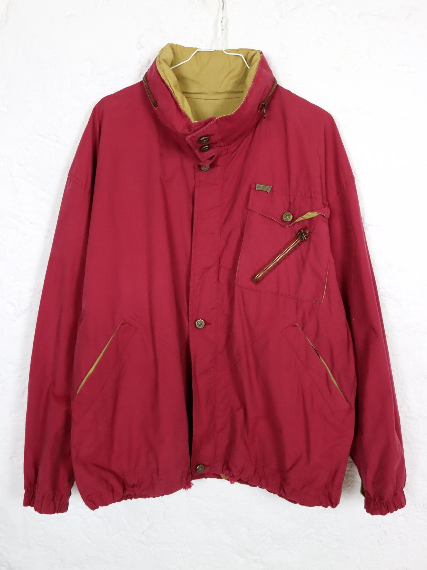 Vintage 80s 90s CARRERA rain jacket, transition jacket, red, double-layered, L