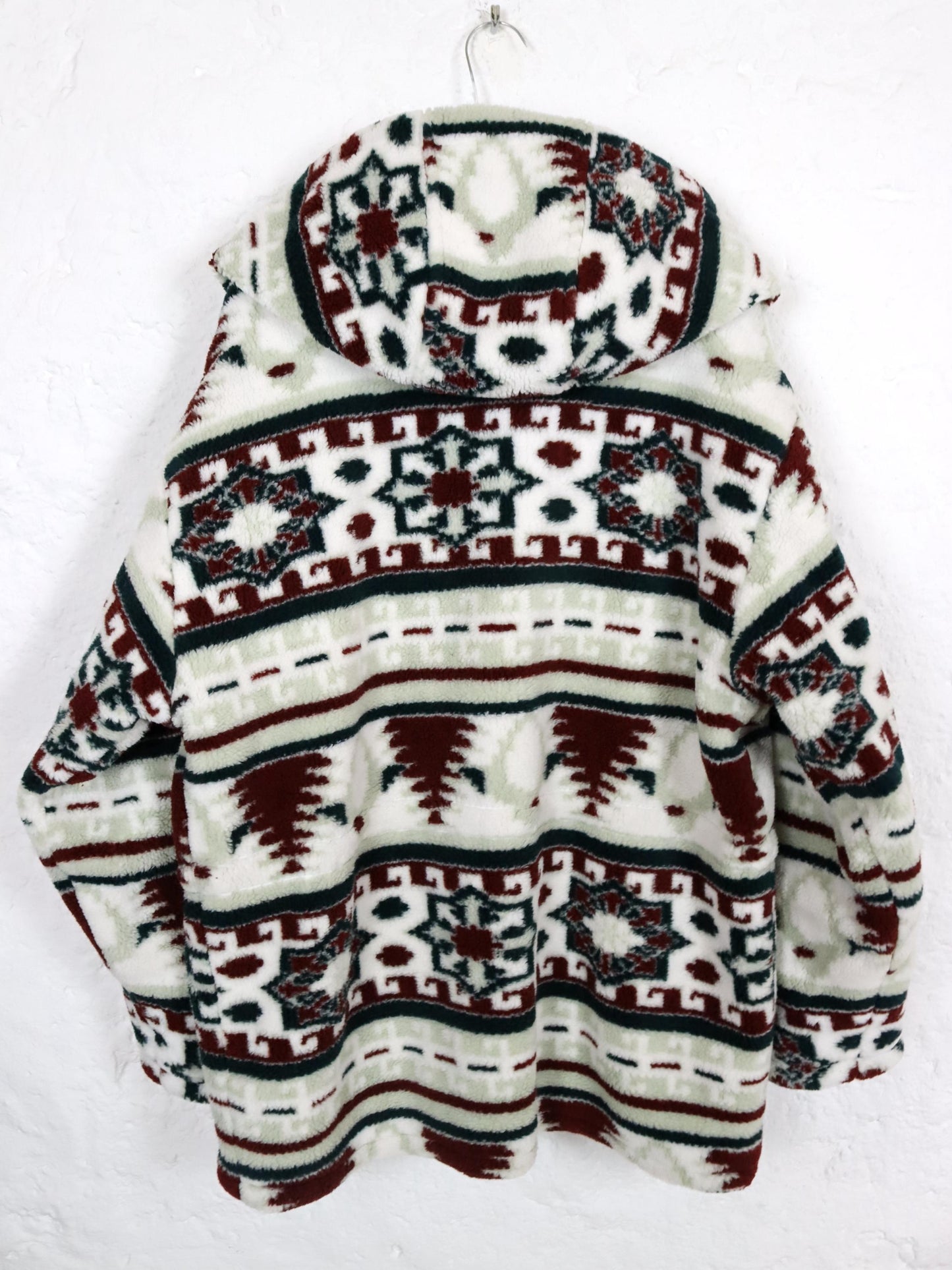 Vintage 80s 90s BRUGI coat teddy fleece Navajo hood 40