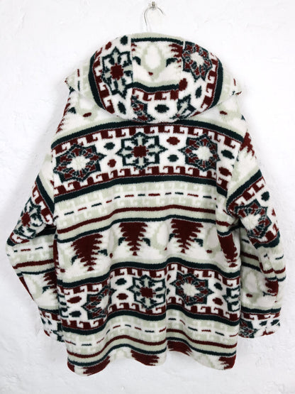 Vintage 80s 90s BRUGI coat teddy fleece Navajo hood 40