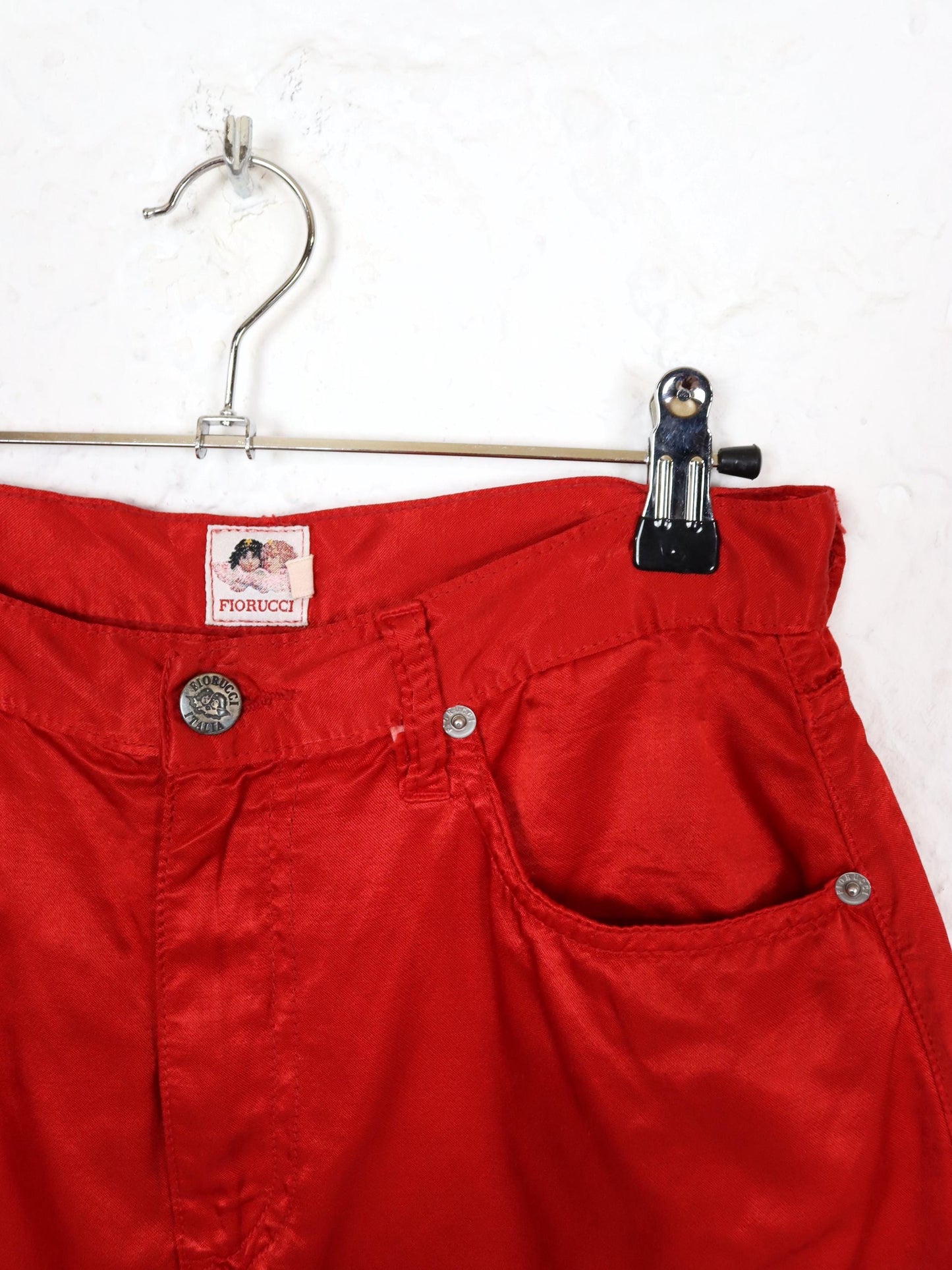 Vintage 80s 90s FIORUCCI satin skirt mini skirt shiny red S
