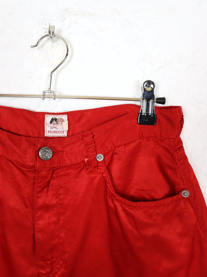 Vintage 80s 90s FIORUCCI satin skirt mini skirt shiny red S