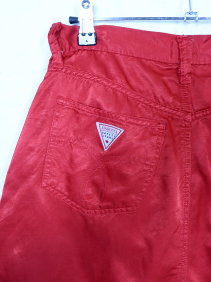 Vintage 80s 90s FIORUCCI satin skirt mini skirt shiny red S