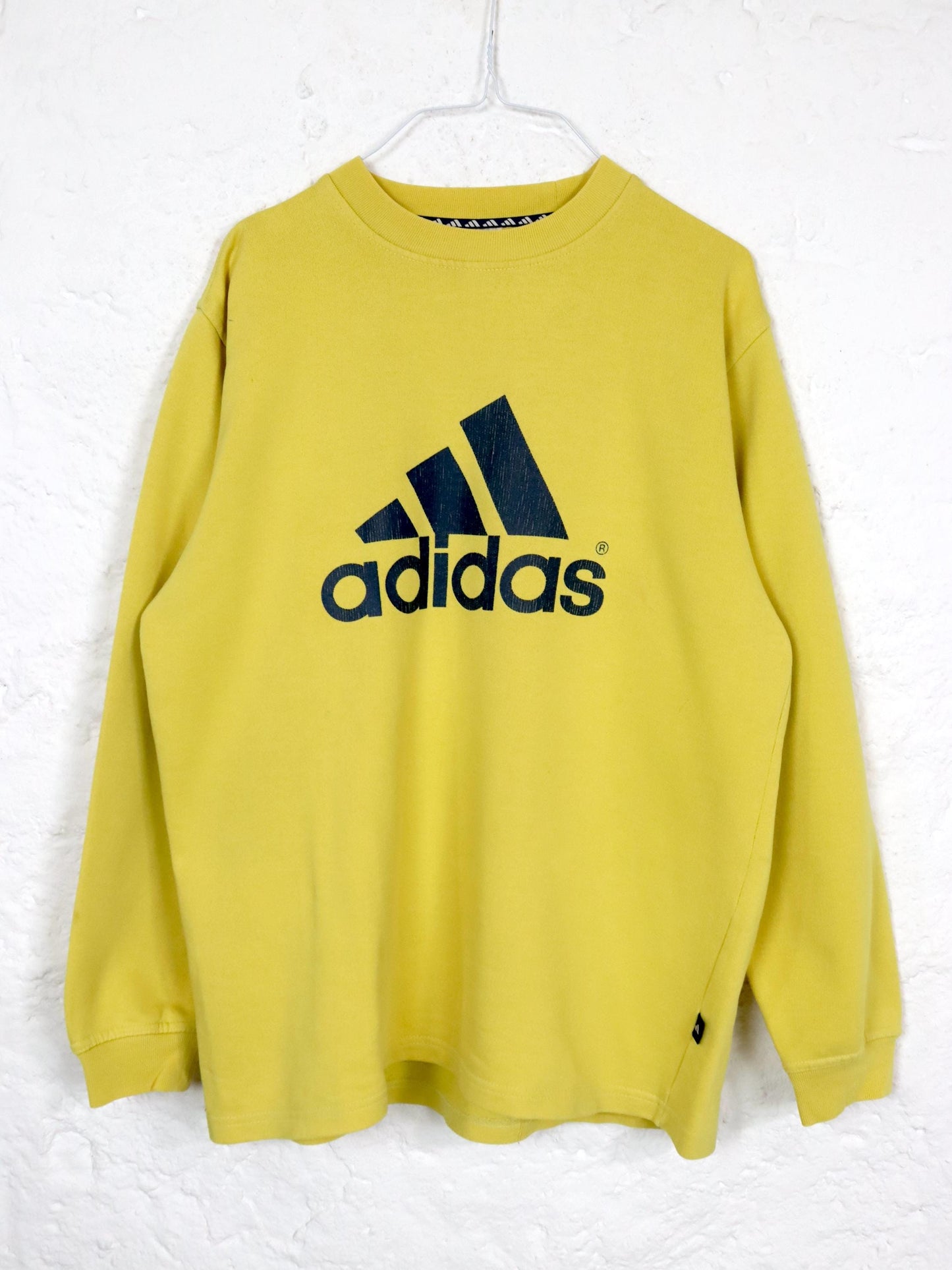 Vintage 80er 90er ADIDAS Sweatshirt Pullover gelb blau 176 M
