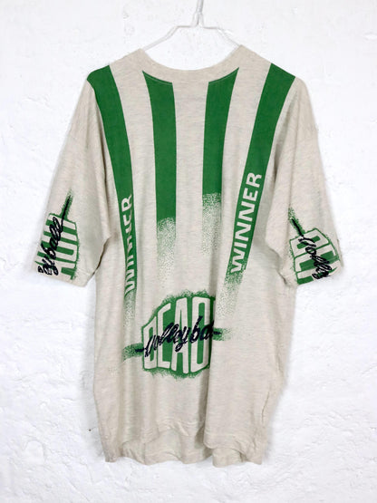 Vintage 80s 90s OLD AMERICA T-Shirt short sleeve mottled grey print green L